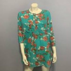 Beautiful Pinkblush Teal Floral Print floral top